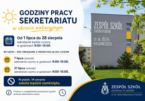 Godziny pracy sekretariatu w okresie wakacyjnym